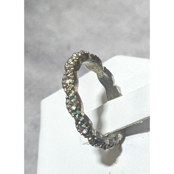 Whimsical Braided Silver Tone Rhinestone Ring Size 7 - Picture 2 of 15